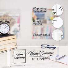 [Placa de empresa personalizada y duradera] Placa de escritorio personalizada de acrílico con logo, letrero de decoración de oficina personalizado para jefe o empresa, bloque de vidrio de acrílico transparente personalizado, regalos de oficina para compañeros de trabajo, jefe, maestro/regalos de aprecio a empleados para escritorio de oficina