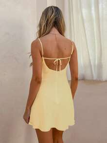 WOWDARK 女式细肩带露背吊带迷你连衣裙，适合秋季日常穿着