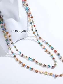Boho Beach Style Necklace, Colorful Beaded & Shell Decor Long Necklace For Women - Colorful - View 2