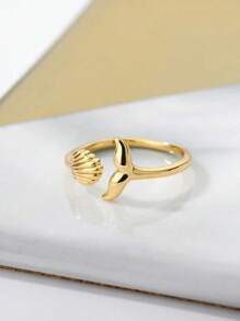 1 Buah atau 2 Buah/Set Cincin Ekor Putri Duyung dan Kerang untuk Wanita, Cincin Janji Laut Terbuka dan Dapat Disesuaikan, Perhiasan Pernikahan Musim Panas Bertema Laut - 1 - View 6
