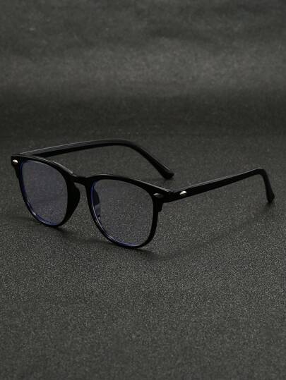 1pc Unisex Retro Y2K Style Plain Lens Glasses, Casual Wear