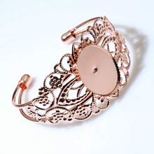 1 Peça Bracelete de Bangle de Renda Floral Vintage, Base de Bandeja Vazia Ajuste para Cabochões Ovais de 18x25mm, Acessórios de Fabricação de Joias DIY - Pulseira Base Cabochão - Visão 9