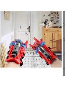 1 قطعة قاذف شبكة العنكبوت للأطفال الأبطال، قاذف مرتدي لليد مع كوب شفط، قاذف رصاصة ناعمة على شكل شبكة العنكبوت، بندقية العنكبوت، سوار العنكبوت شبكي ، قفاز تقني أسود