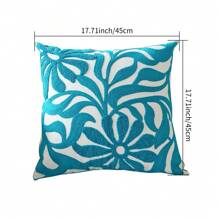 1 Vỏ gối vải canvas thêu hình cây hoa - Màu xanh lam - Xem 2