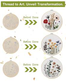 Santune Embroidery Kit,3 Sets Cross Stitch Kits For Beginners,Needle Point Needlepoint Kits For Adults With Cute Flowers And Clear Instructions - Cut Bird Series - 查看 11