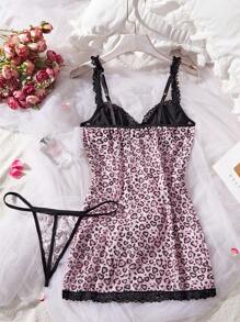 [极简性感风格] 豹纹细肩带性感连衣裙，可单独穿着或作为吊带裙穿着，Rave - 粉色 - 查看 3