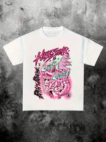 Men's Soft Cotton Blend T-Shirt - Geometric Print, Crew Neck, Short Sleeve, Perfect For Summer - 白色 - 查看 3