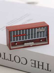 1pc 1:12 Scale Miniature Dollhouse Radio Accessory With Vinyl Record Player Decor, Retro Cassette Player Miniaturized, Detailed & Realistic Music Player Decorative Piece - Perfect Gift For Collectors, Music Lovers, And Miniature Living Room Furniture Enthusiasts!