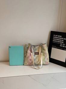 时尚条纹手提包 - 大容量女士单肩包 - 日常使用的拉链托特包 - 金属链条托特包，简约链条单肩托特包，适合少女、女士、大学生、新人及白领人士，非常适合办公室、工作、商务、通勤，是女性最佳工作包，适合返校 - 白色 - 查看 6