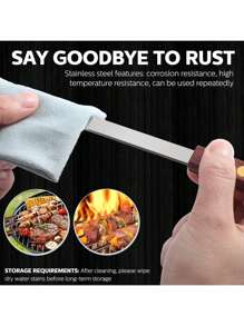 12pcs Stainless Steel Barbecue Skewers, Multi-Functional Metal BBQ Skewers With Wooden Handles, Reusable Skewers For Outdoor Cooking, Grilling Chicken, Meat, Vegetables