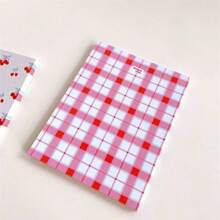 Cuaderno de estudiante con diseño geométrico de patrón de cereza, estilo INS, bloque de notas minimalista y antiadherente