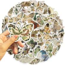 50 件复古剪影碎片贴纸乙烯基贴纸剪贴簿、日记、笔记本电脑、保险杠、滑板、水瓶、电脑、电话、卡通、安全帽、汽车贴纸