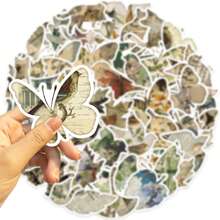 50 件复古剪影碎片贴纸乙烯基贴纸剪贴簿、日记、笔记本电脑、保险杠、滑板、水瓶、电脑、电话、卡通、安全帽、汽车贴纸