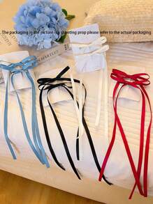 8 Stücke süße Ballettbänder, Schleifenbarrettes, minimalistische Doppel-Zopfclips, Prinzessinnen-Haarclips, Pony-Clips, Seitenclips, geeignet für den täglichen Gebrauch - Beige + Schwarz + Blau + Weinrot - Übersicht 5