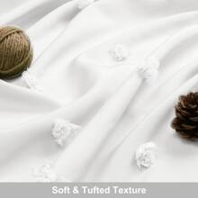 1pc White Shaggy Tasseled Shower Curtain, Simple 3D Floral Cut Out Waterproof Polyester Bathroom Curtain, Comes With Hooks Home Bathroom Decor Fall Decor Bathroom Accessories Back To School - White - View 6