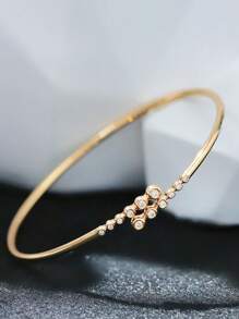 1 pieza Brazalete redondo de plata S925 personalizado con circonita cúbica elegante, versátil y adecuado para uso diario, regalo para mujeres