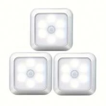 1 peça/3 peças Luz Noturna LED com Sensor de Movimento Automático, Luminária de Parede Sem Fio, Operada por Bateria, Economia de Energia, Para Escadas, Armários, Banheiro, Degraus, Quarto, Corredor, Decoração Interna