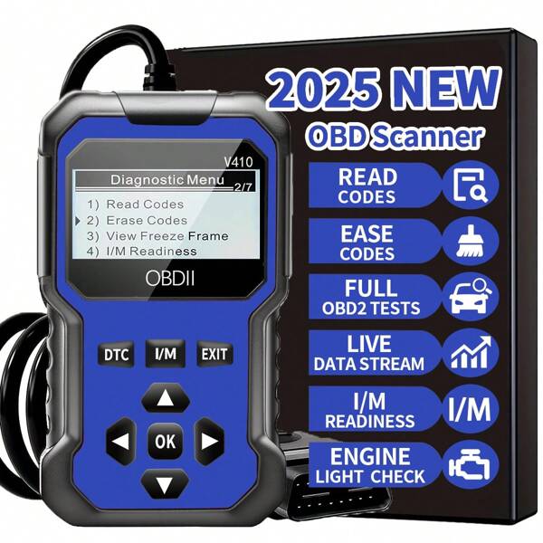 Escáner OBD de alta gama - Lector de código de fallas de motor de coche preciso y dispositivo de diagnóstico CAN para vehículos compatibles con OBD2 a partir de 1996, y borra códigos sin esfuerzo