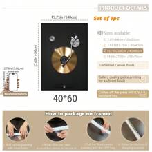 1 件，帆布挂画，带框装饰画，海报，墙壁艺术，复古金唱片帆布艺术印刷品，客厅、卧室、办公室墙壁装饰 - 独特的音乐主题海报，防水，完美的礼物创意，房间装饰