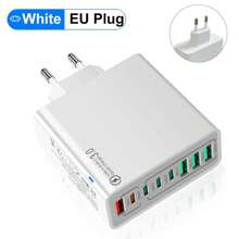 XJDR 120W 4USB-A+4USB-C Compatible With IPhone16 15 14 13 Charger Fast Charging 8 In 1 Charger Quick Wall Wall Adapter Suitable For Travel, Office, Dorm, And Home Multi-Port Nan