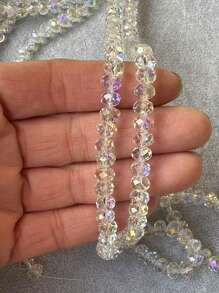 80 Pieces Of 8mm Austrian Quality Shiny Flat Crystal Beads With Holes Suitable For DIY Bracelets And Phone Accessories - Glass Craftsmanship Bead Material