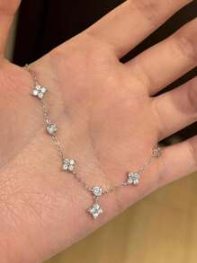 时尚四叶草和星星闪亮锆石手链，百搭配饰