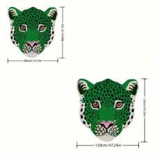 1 pieza Alfombra con forma de cabeza de leopardo verde, alfombra con estampado de leopardo, alfombra de moda creativa, tapete estilo Ins, alfombra esponjosa y cómoda para el hogar, antideslizante y fácil de limpiar, adecuada para cocina, entrada, dormitorio, baño, sala de estar, dormitorio, sala de juegos, armario, comedor, patio trasero, habitación de niños