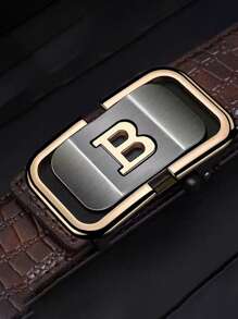 1 pieza Cinturón automático de hebilla para hombres, con textura de cocodrilo, cinturón minimalista casual para negocios, adecuado para adolescentes, casual de verano, al aire libre, deportivo, vacaciones, regalos de graduación, accesorios de cumpleaños, uso diario - Mismo estilo - Ver 14