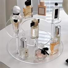 1 pieza Expositor moderno de acrílico redondo y trapezoidal para perfumes, estantería de almacenamiento de múltiples capas para cosméticos, estantería transparente de alta calidad para muestras de maquillaje, para vacaciones, playa, baño, dormitorio, gran capacidad - Multicolor - Ver 11