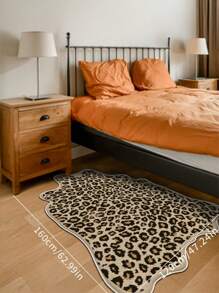 1 pieza Alfombra de terciopelo con estampado de leopardo, alfombra artificial, alfombra con estampado de leopardo falso, alfombra con estampado animal, linda alfombra de leopardo falso, adecuada para áreas pequeñas como oficina/debajo del escritorio/dormitorio/baño/cocina, nuevo producto de primavera, perfecto para Pascua, Día de San Valentín y otras decoraciones festivas