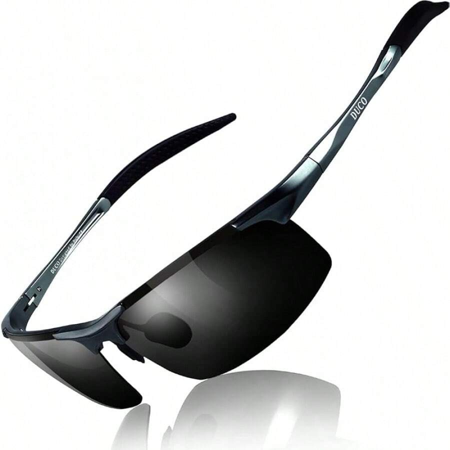 DUCO Mens Sports Polarized UV Protection For Men 8177s - A Gunmetal Frame Gray Lens - View 1