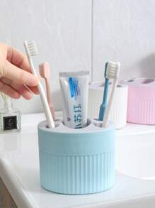 1件家用浴室牙刷牙膏架收纳架电动牙刷收纳盒套装情侣免钻牙刷座返校 - 彩色 - 查看 1