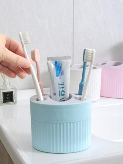 1件家用浴室牙刷牙膏架收纳架电动牙刷收纳盒套装情侣免钻牙刷座返校