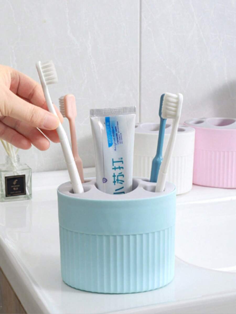 1件家用浴室牙刷牙膏架收纳架电动牙刷收纳盒套装情侣免钻牙刷座返校 - 彩色 - 查看 1