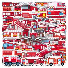 50Pcs Fire Truck Stickers Fire Truck Gifts Firefighter Stickers Fire Truck Party Favors Vehicle Stickers Transportation Stickers Vinyl Waterproof Stickers For Water Bottle,Computer,Laptop,Phone,Luggage,Notebook,Fridge - Multicolor - View 8