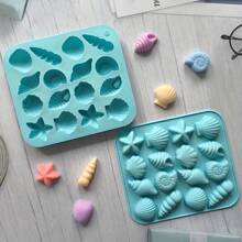 1/3pcs 12-Cavity Silicone Conch Shell Starfish Shape Candy Chocolate Ice Cube Mold, Kitchen Handmade Homemade Baking Tools Back To School - Multicolor - View 6