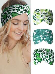 3 pièces/1 pièce Bandeau élastique à nœud de style bohème, bandeau de sport imprimé large, doux et respirant pour femmes et adolescentes, tenue décontractée et sportive, accessoires cheveux, turban, bandeau de transpiration, serre-tête