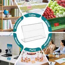 1 pezzo/5 pezzi Porta cartellini segna prezzo in acrilico da 8,89 cm/3,5 pollici x 6,35 cm/2,5 pollici, mini cartellini segna prezzo in acrilico per buffet, espositori di prezzo al dettaglio, supporto in plastica trasparente da banco per biglietti da visita, cartellini, cartelli per matrimoni, regali estivi di compleanno, forniture scolastiche, decorazioni per la stanza