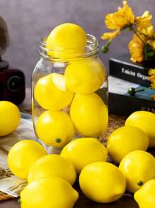 10 件 3 英寸黄色人造柠檬假水果柠檬用于 DIY 柠檬花环藤蔓插花厨房餐桌花瓶填充摄影道具春夏装饰礼物生日毕业假植物