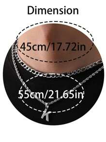 2pcs/Set Women's Minimalist Vintage A-Z Letter Pendant Necklace, Stainless Steel Material Waterproof Non-Fading, Suitable For Daily Wear And Holiday Parties - Multicolor - View 5