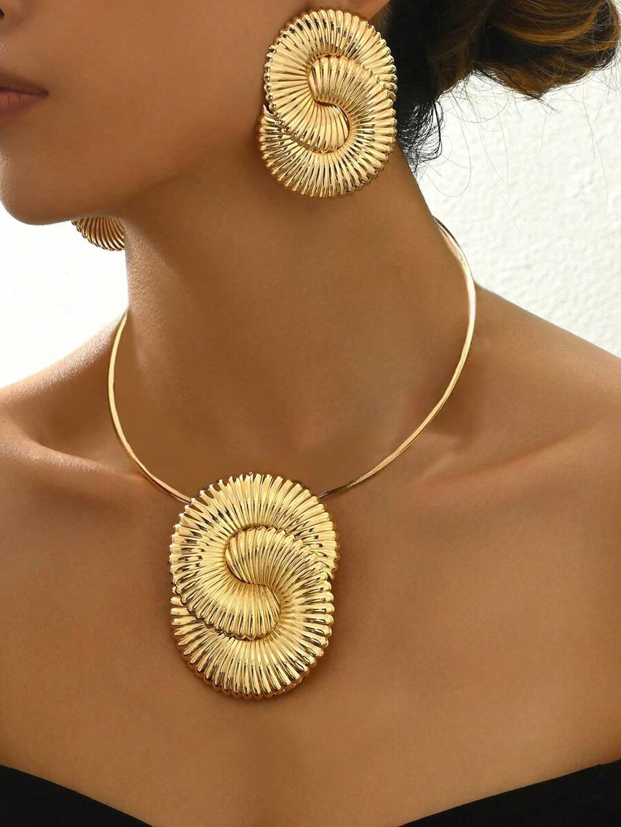 3pcs Set Geometric Metal Style Creative European & American Exaggerated Personalized Party Fashion Jewelry Set - Multicolor - View 1