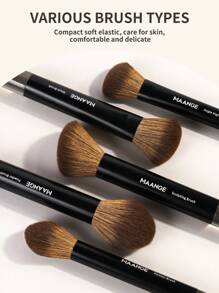 MAANGE Juego de 13 piezas de pinceles de maquillaje profesionales de tubo de aluminio suave y largo - incluye pinceles para base, sombras de ojos, cejas, mezcla, iluminador, corrector, aptos para polvos, líquidos y cremas. Ideal para uso diario y viajes, accesorios de maquillaje, regalo para amigos.