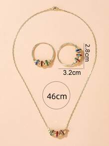 3 piezas Set joya con diamante de imitación & con diseño de cuenta - Multicolor - Ver 4