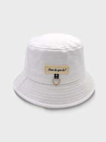 1pc Unisex "How Do You Do" Letter Patch Bucket Hat, Versatile For Spring & Summer Outdoor, UV Protection, Student, Couple, Casual Sun Hat