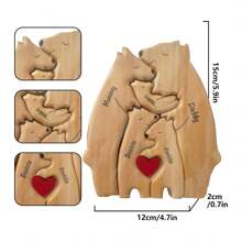 1 pièce Figurine en bois d'un ours qui fait un câlin, décoration familiale chaleureuse, fournitures scolaires, retour à l'école