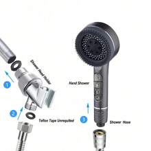 1 szt./3 szt. głowica prysznicowa wysokociśnieniowa, łazienkowa głowica prysznicowa z filtrem, ręczny natrysk z masażem, z wężem prysznicowym o długości 1,5 m i uchwytem ABS, zestaw akcesoriów łazienkowych - pistolet szary - Zobacz 5