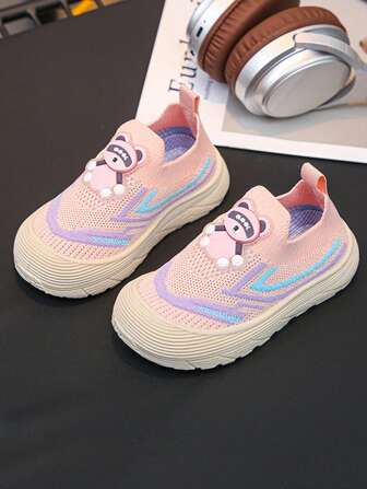 1 paire de chaussures casual pour enfants respirantes avec une décoration panda adorable, nouvelle arrivée