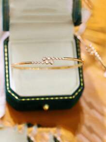 1 pieza Brazalete redondo de plata S925 personalizado con circonita cúbica elegante, versátil y adecuado para uso diario, regalo para mujeres
