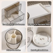 Organizador de Mesa Porta Caneta com 2 gavetas e giratório