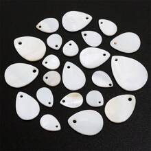 5/10/30pcs/Pack Natural Teardrop Shaped Shell Pendant, White Color Shell Material With Hole, For Clothing, Hair Decoration, Natural Style Accessories